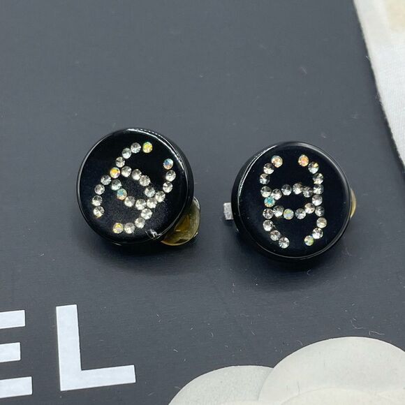 Chanel Rhinestone ResinβCoco CC Logo Earrings - Picture 7 of 16